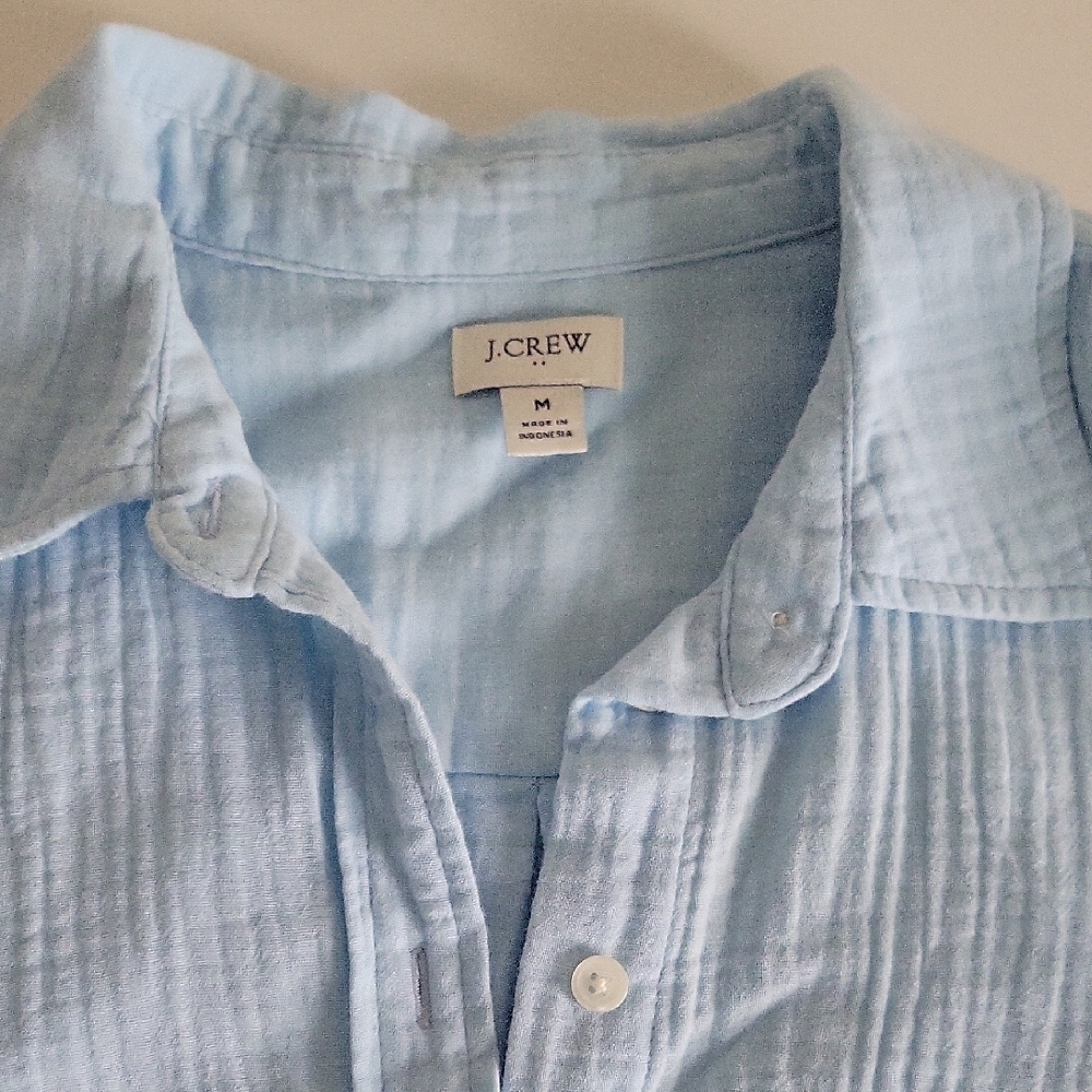 J. Crew Blue Casual Button Down Shirt with Textured Fabric